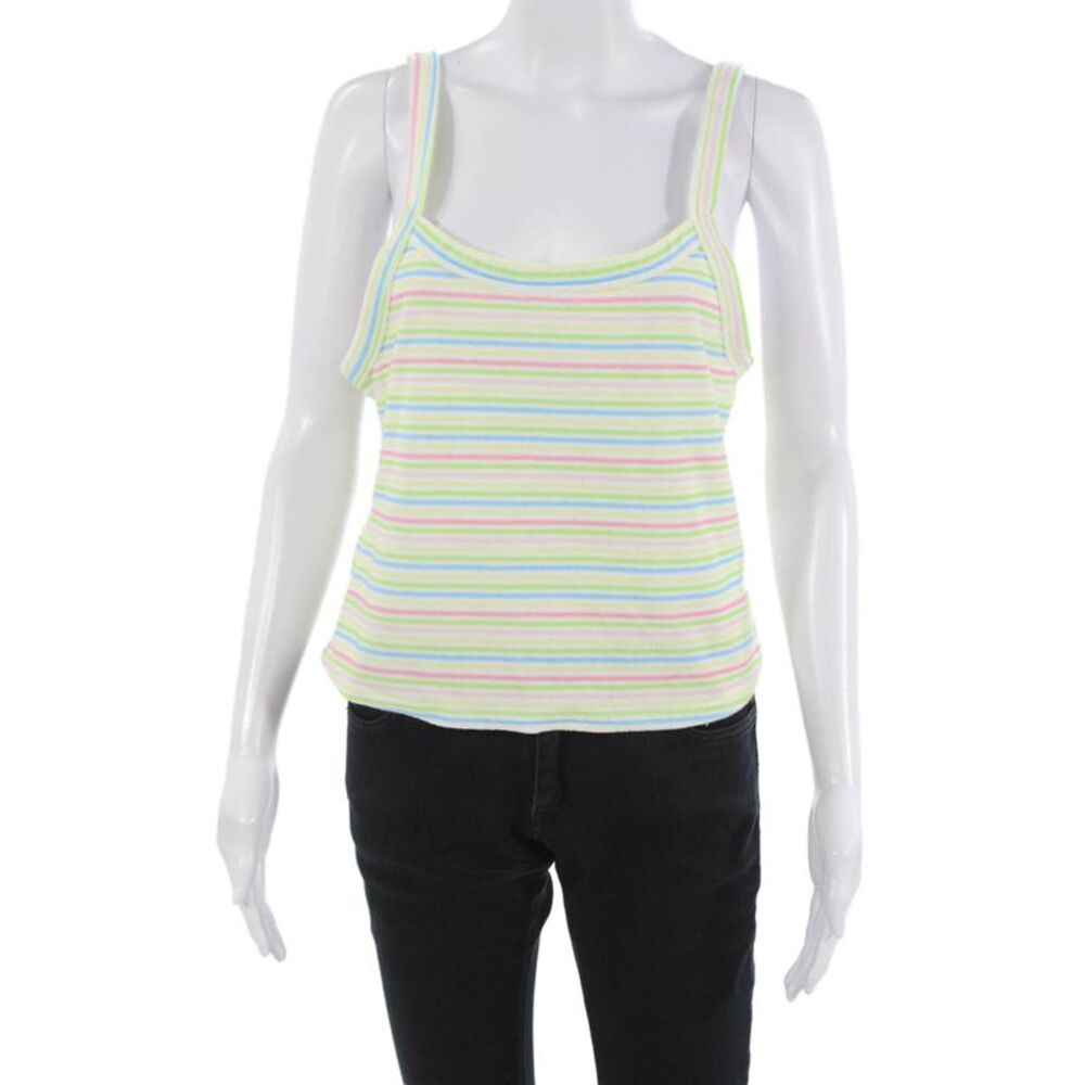 Guizio Womens 90s Striped Light Blue Sleeveless Camisole Round Neck Size XL
